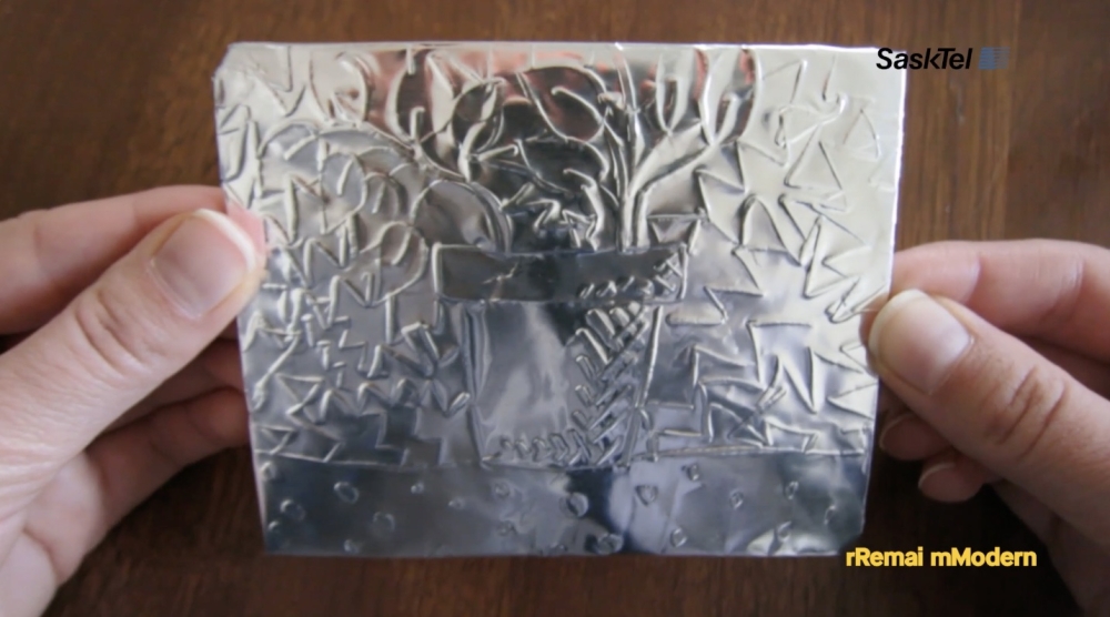 An image of a hand craft made from foil and foam core