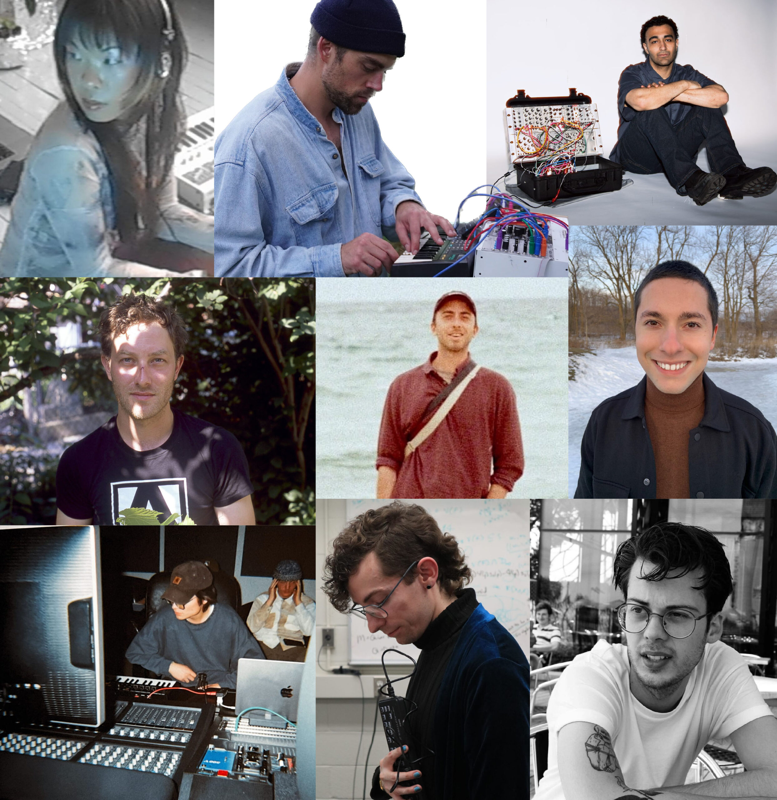 CECArtistsPhotos A grid of artist portraits shot in medium length in colour and in black and white